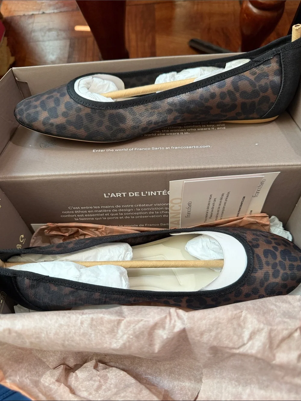 Franco Sarto Leopard-Print Slip-On Ballet Flats in Brown/Black